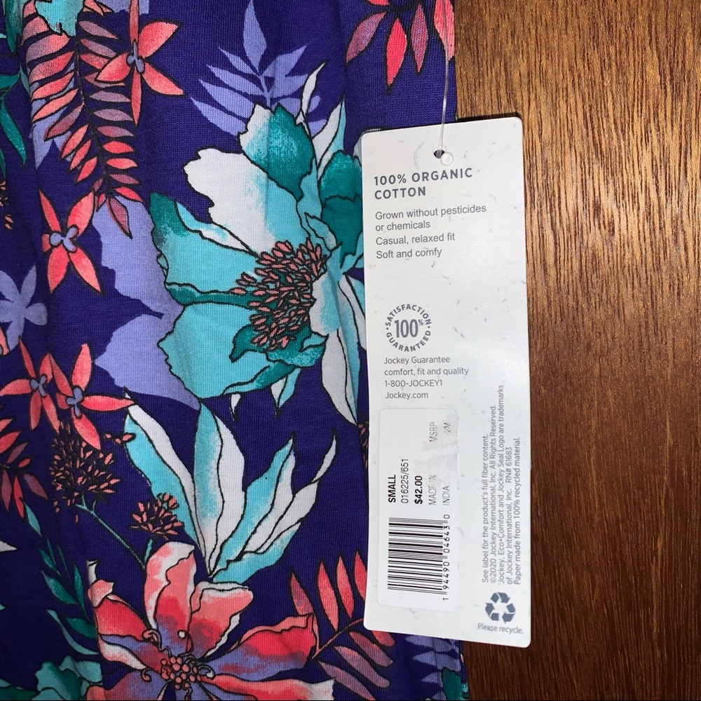 Women’s S JOCKEY Organic Cotton Purple HAWAIIAN TROPICAL Sleep Lounge Ensemble - Picture 15 of 16